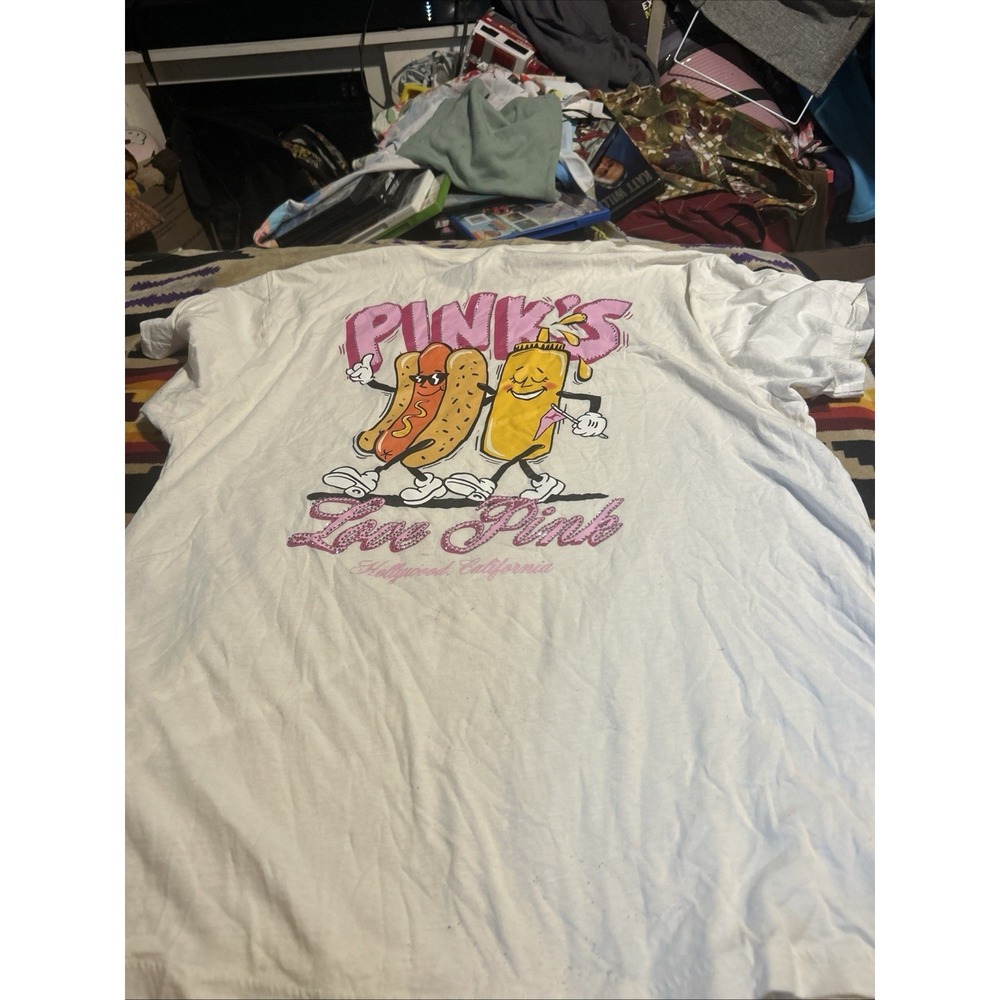 Victoria's Secret PINK Love Pink Hollywood Hot Dog Graphic Rhinestone T Shirt M